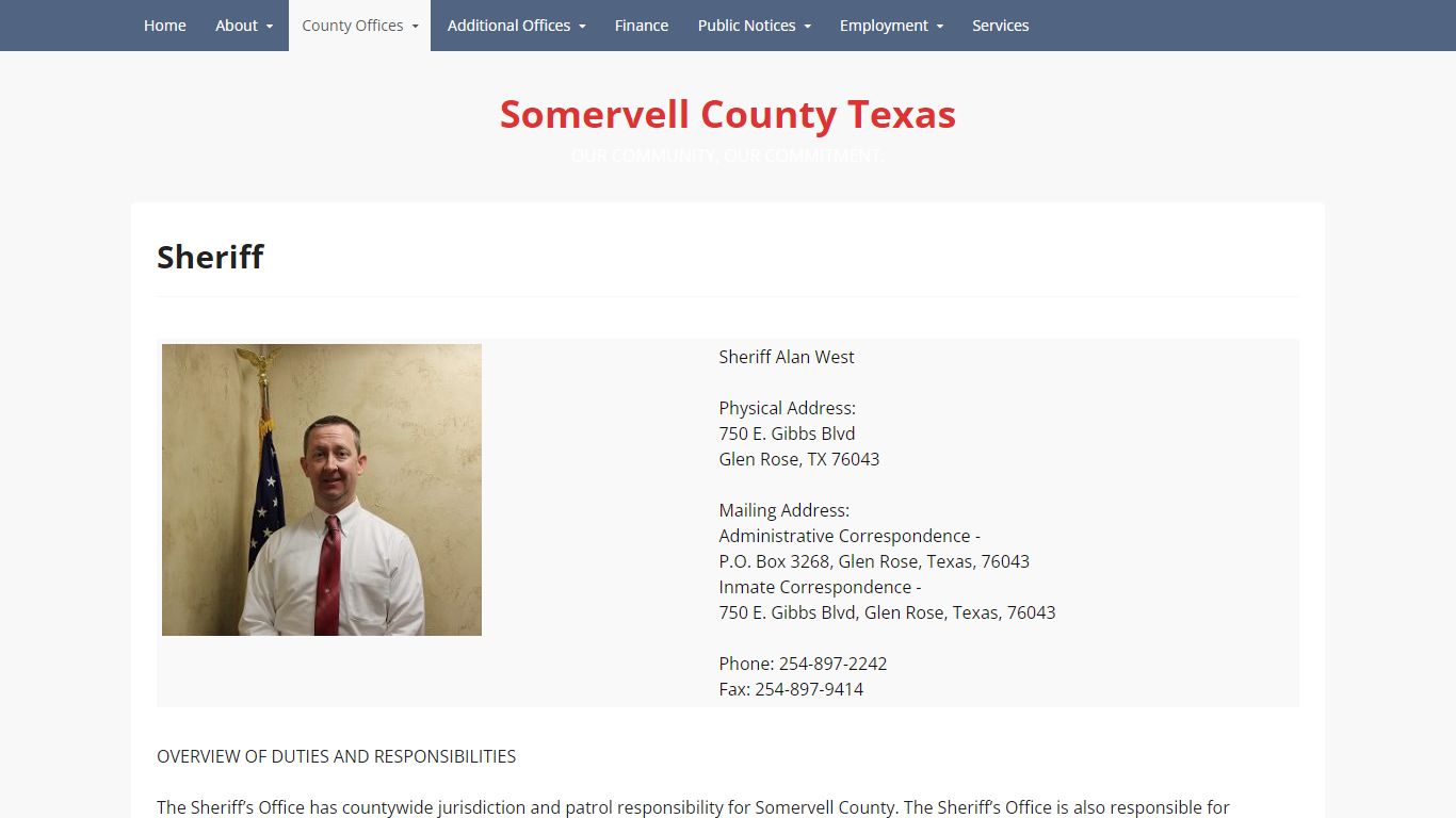 Sheriff – Somervell County Texas